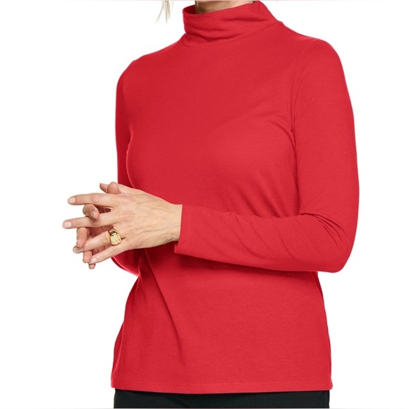 Croft & Barrow Long Sleeve Mock-Neck Top, Red, size XL - Picture 1 of 4
